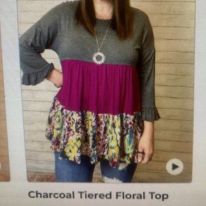 Charcoal tiered Floral top
